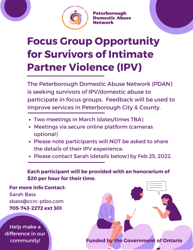 Focus Group Opportunity for Survivors of Intimate Partner Violence