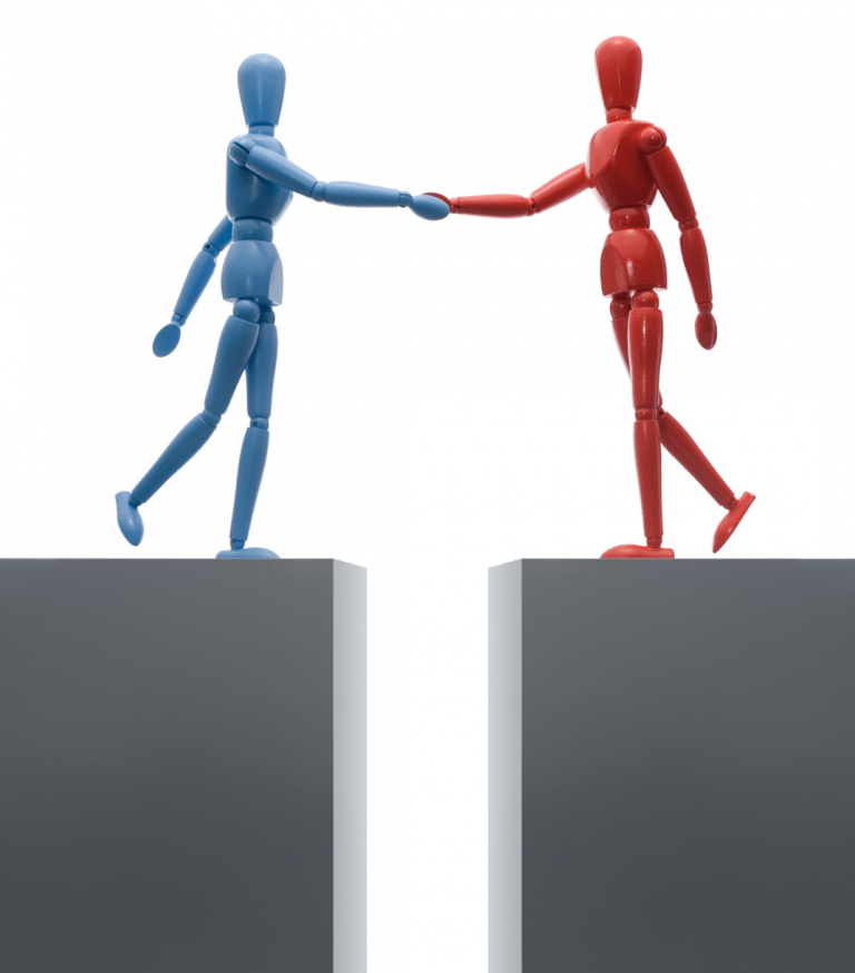 two figures shaking hands