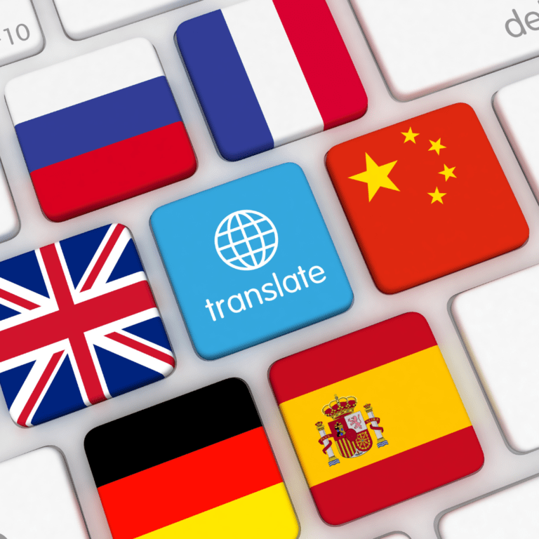 Translation keys with flags of different countries